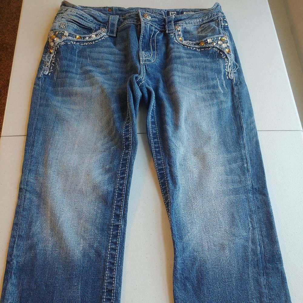 Miss Me Jeans Capri Flap Pockets Embellished